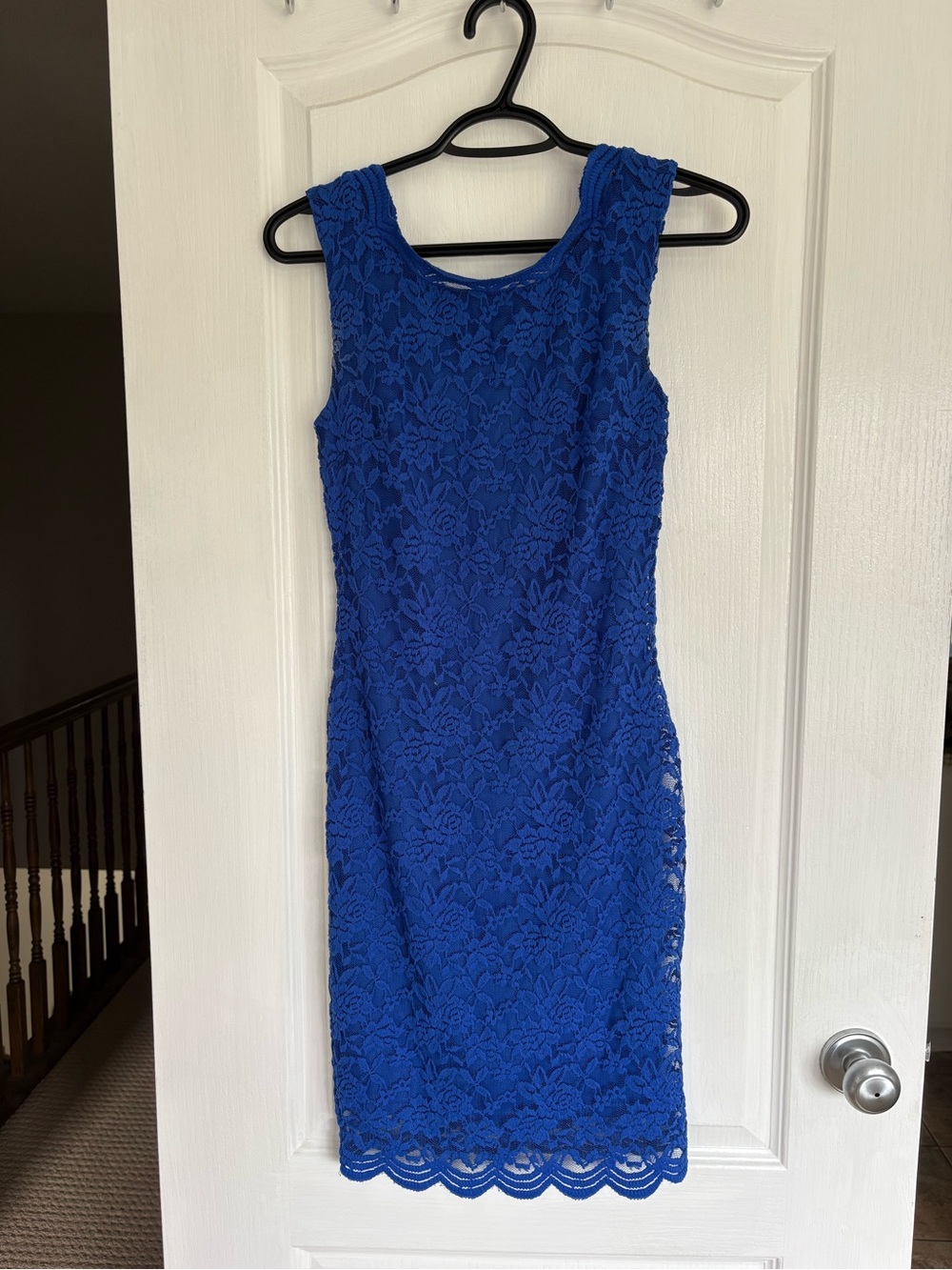Suzy Shier Royal Blue Lace Sheath Dress
